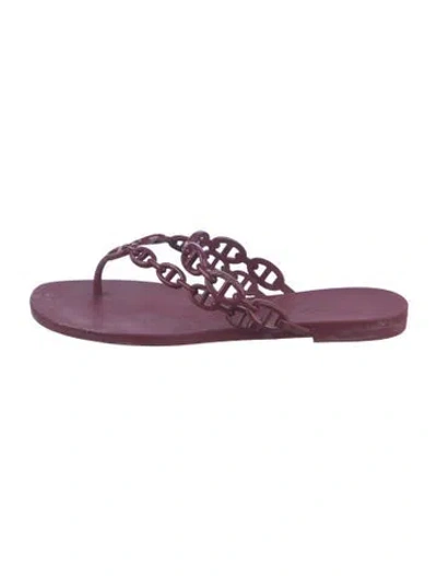 Pre-owned Hermes Island Chaîne D'ancre Insignia Flip Flops In Red