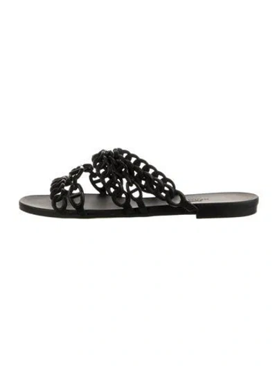 Pre-owned Hermes Island Chain-link Accent Slides In Black