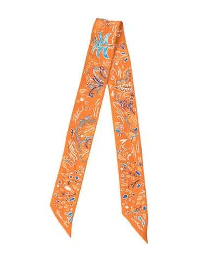Pre-owned Hermes Isola Di Primavera Silk Twilly Scarf In Orange