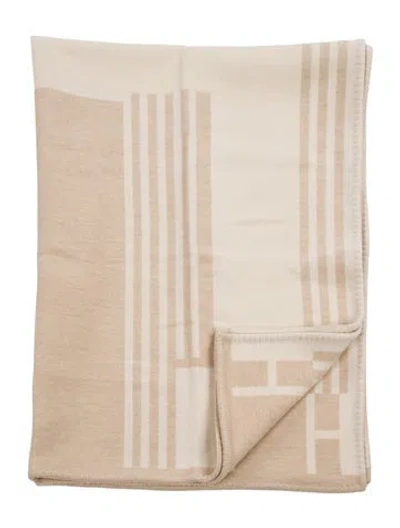 Pre-owned Hermes Ithaque Throw Blanket In Neutral