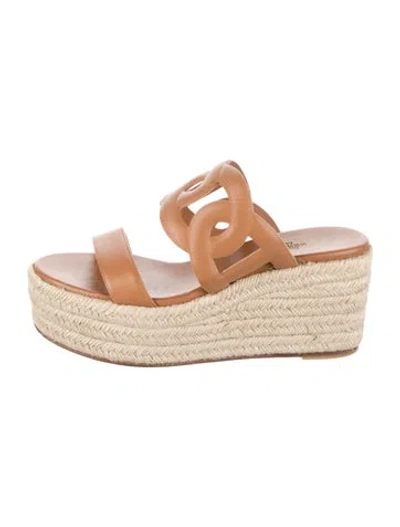 Pre-owned Hermes Ithea 30 Chaîne D'ancre Insignia Espadrilles In Brown