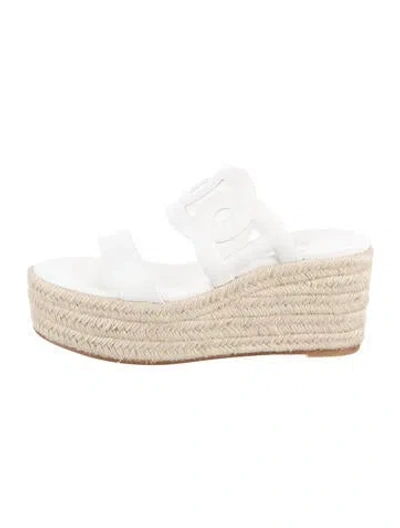 Pre-owned Hermes Ithea 30 Leather Espadrilles In Neutrals