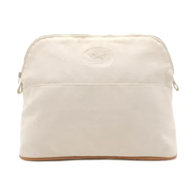 Pre-owned Hermes Ivory Canvas Clutch Bag Pouch ()
