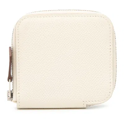 Pre-owned Hermes Ivory Epsom Leather Coin Purse/coin Case () In White