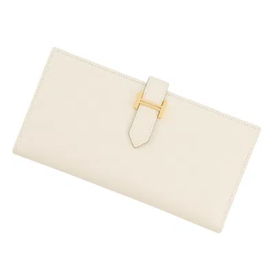 Pre-owned Hermes Ivory Epsom Leather Long Wallet (bi-fold) ()