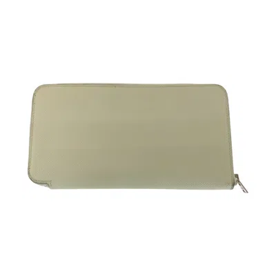 Pre-owned Hermes Ivory Epsom Leather Long Wallet (bi-fold) () In White