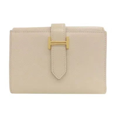 Pre-owned Hermes Ivory Epsom Leather Wallet (bi-fold) () In White