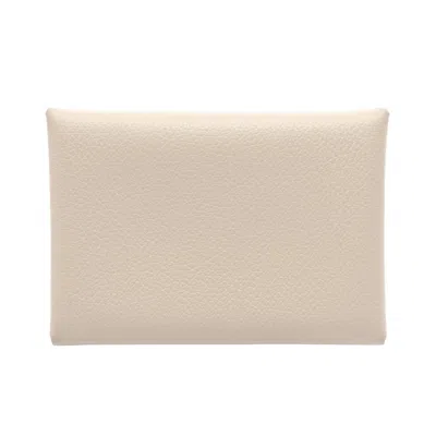 Pre-owned Hermes Ivory Evercalf Leather Coin Purse/coin Case ()
