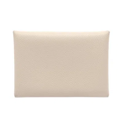Pre-owned Hermes Ivory Evercalf Leather Coin Purse/coin Case ()