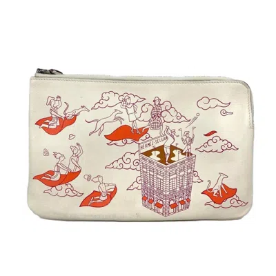 Pre-owned Hermes Ivory Leather Clutch Bag Pouch ()