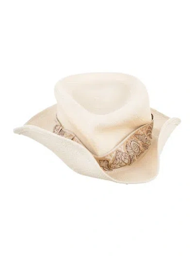 Pre-owned Hermes Izia Seashell Straw Hat In Neutral