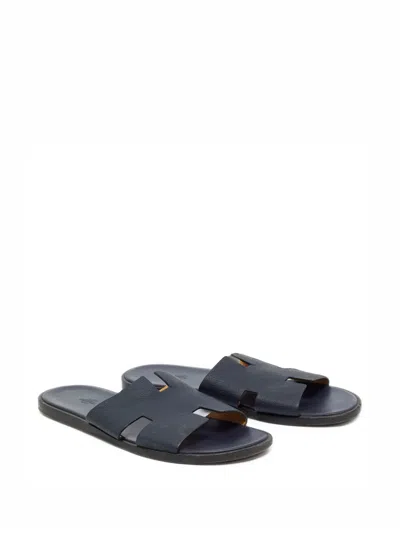 Pre-owned Hermes Izmir Cut-out Sandals In Blue