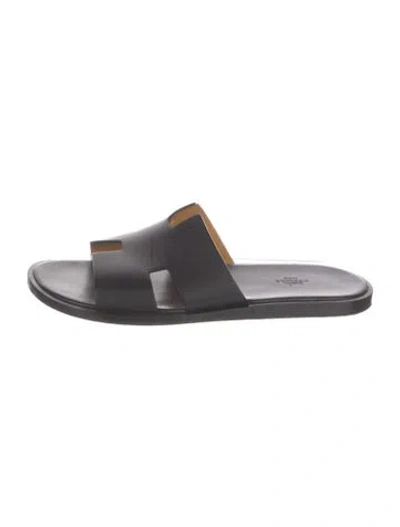Pre-owned Hermes Izmir H Logo Slides In Black