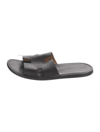 Pre-owned Hermes Izmir H Logo Slides In Black