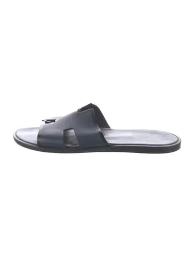 Pre-owned Hermes Izmir H Logo Slides In Black
