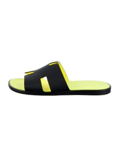 Pre-owned Hermes Izmir H Logo Slides In Black