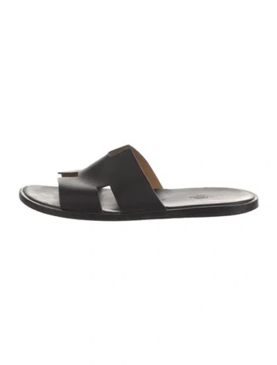 Pre-owned Hermes Izmir H Logo Slides In Black