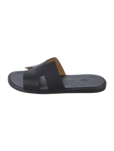 Pre-owned Hermes Izmir H Logo Slides In Black