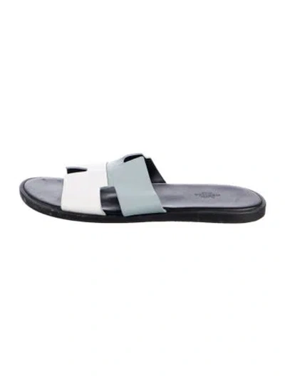 Pre-owned Hermes Izmir H Logo Slides In Blue