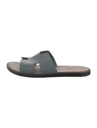 Pre-owned Hermes Izmir H Logo Slides In Blue