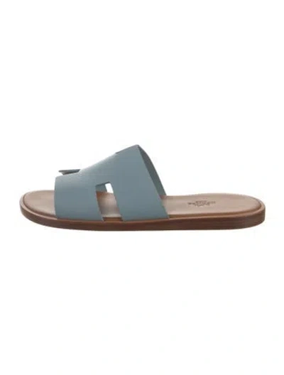 Pre-owned Hermes Izmir H Logo Slides In Blue