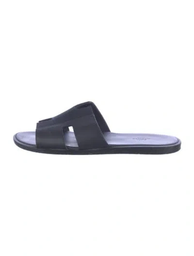 Pre-owned Hermes Izmir H Logo Slides In Blue