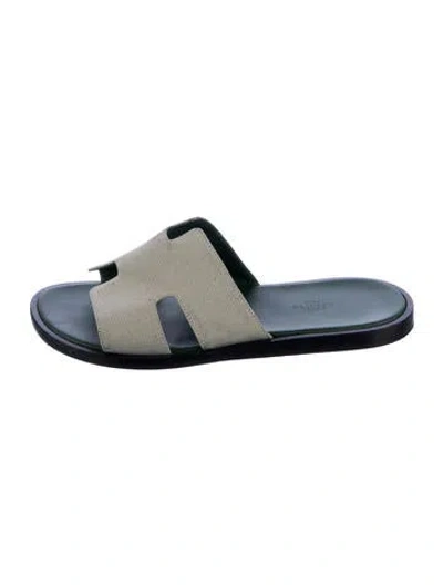 Pre-owned Hermes Izmir H Logo Slides In Blue