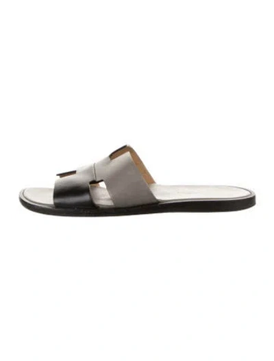Pre-owned Hermes Izmir H Logo Slides In Grey