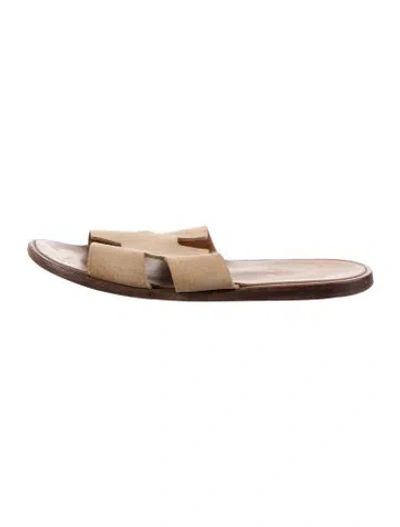 Pre-owned Hermes Izmir H Logo Slides In Neutral