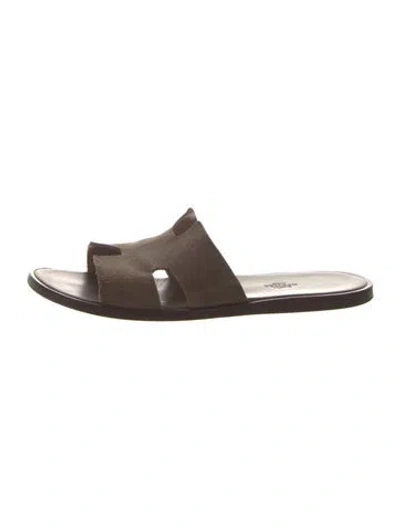 Pre-owned Hermes Izmir H Logo Slides In Neutrals