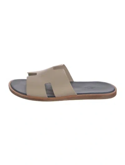 Pre-owned Hermes Izmir H Logo Slides In Neutrals