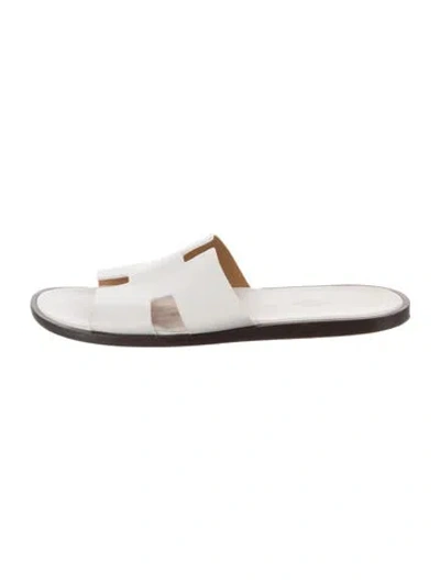 Pre-owned Hermes Izmir H Logo Slides In White