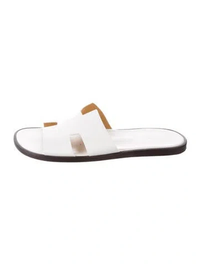 Pre-owned Hermes Izmir H Logo Slides In White