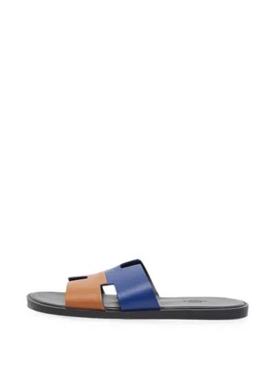 Pre-owned Hermes Izmir H-cut Flat Sandals In Blue