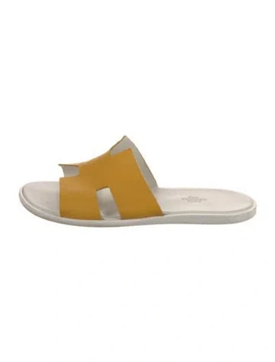 Pre-owned Hermes Izmir Leather Slides In Multi