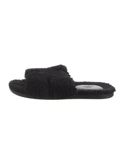 Pre-owned Hermes Izmir Shearling Slides In Black