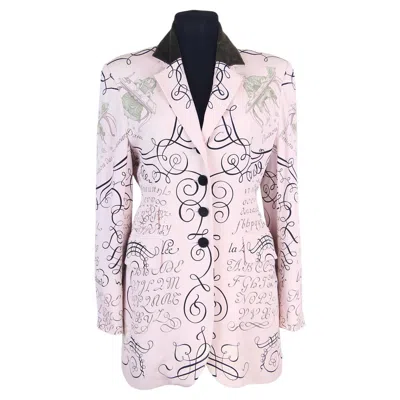 Pre-owned Hermes Jacket Vintage L'art D'ecrire Silk Print In Gray