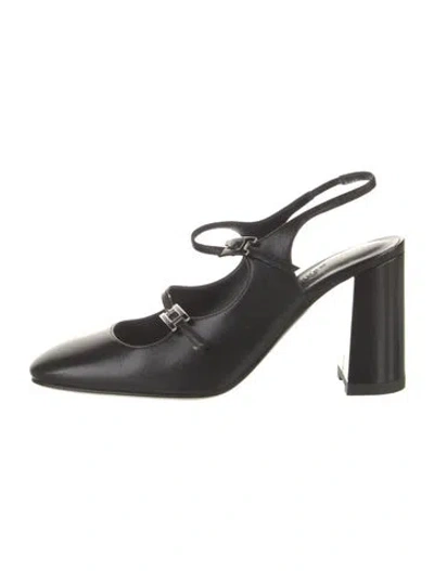 Pre-owned Hermes Jackie 90 Leather Slingback Pumps In Black