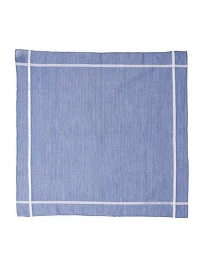 Pre-owned Hermes Jacquard D'h Pocket Square Scarf In Blue