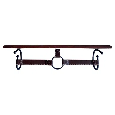Pre-owned Hermes Jacques Adnet-style Faux Leather Wall Shelf, Hand-crafted Vintage In Brown