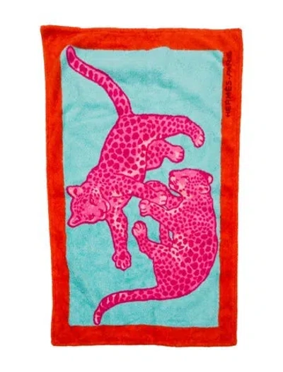 Pre-owned Hermes Jaguar Bath Mat In Orange