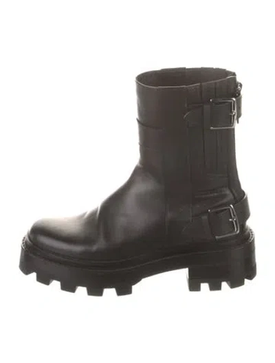 Pre-owned Hermes Jaimy Leather Moto Boots In Black