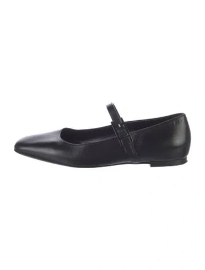 Pre-owned Hermes Jane Goat Leather Mary Jane Flats In Black