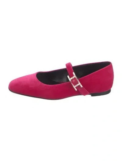 Pre-owned Hermes Jane H Logo Mary Jane Flats In Pink