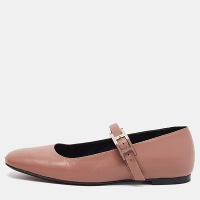 Pre-owned Hermes Jane Size 36 Dusty Pink Leather Ballet Flats