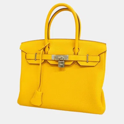 Pre-owned Hermes Jaune Ambre Togo Birkin 30 C Engraved Ladies Handbag In Yellow