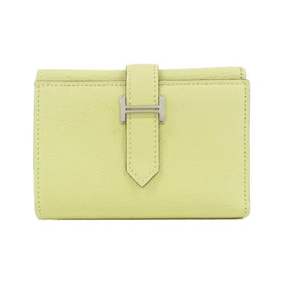 Pre-owned Hermes Jaune Chevre Leather Wallet (bi-fold) ()
