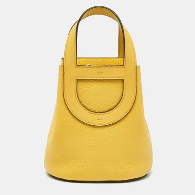 Pre-owned Hermes Jaune De Naples Taurillon Clemence And Swift Leather In The Loop 18 Bag In Yellow
