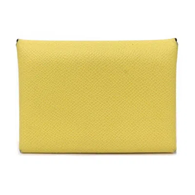 Pre-owned Hermes Jaune Mango Epsom Leather Coin Purse/coin Case () In Jaune, Mango