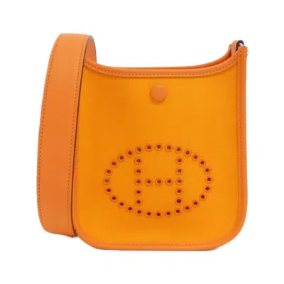 Pre-owned Hermes Jaune Orange Toile Officier Swift Leather Shoulder Bag ()